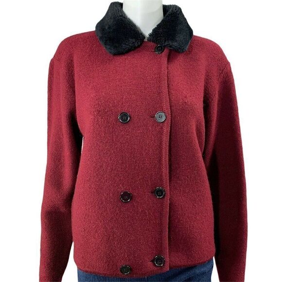 Vintage 60s Lord & Taylor Wool Jacket Burgundy Size M - Picture 2 of 9